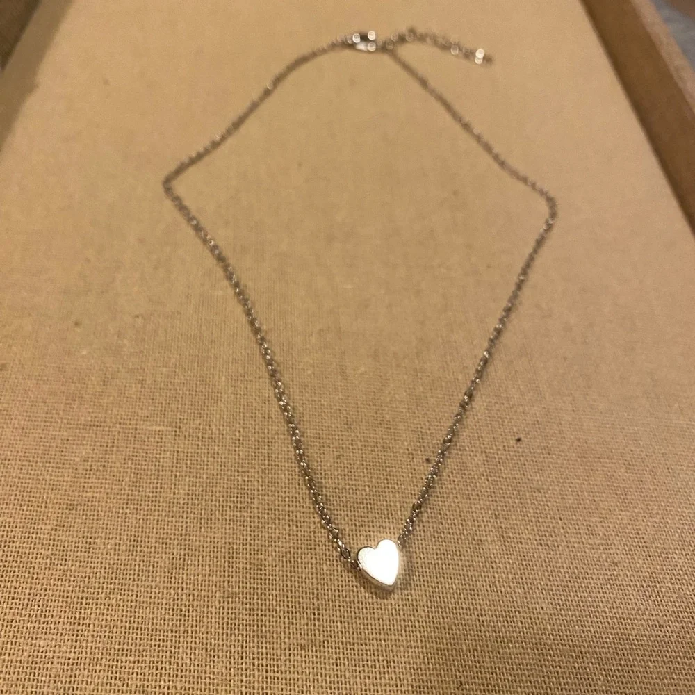 Silver Heart Necklace • Choker • Layering - Picture 3 of 4